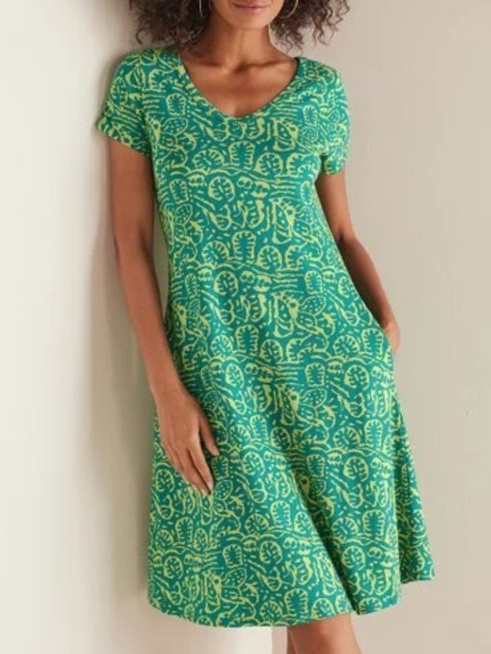 Soft Surroundings Santiago Gaia Tropical Green Dress NWT Size XS